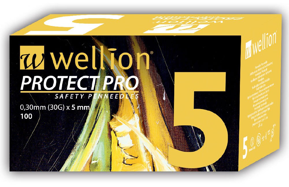 Безпечні голки для інсулінових шприц-ручок Wellion PROTECT PRO 5mm. №100